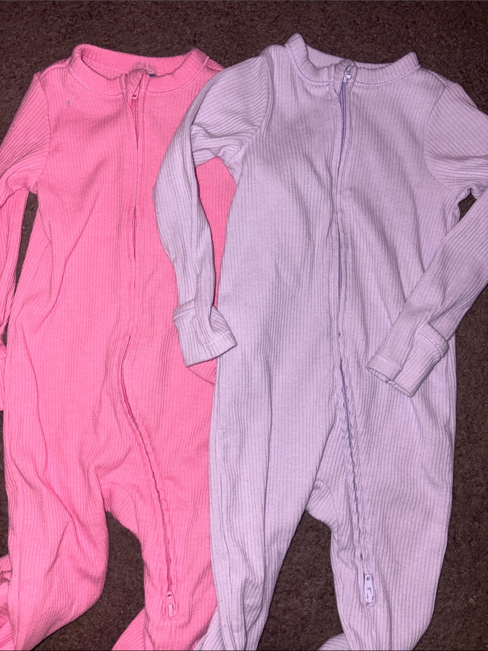 Old Navy Ribbed Zip-Front Footie Set - Pink & Lavender